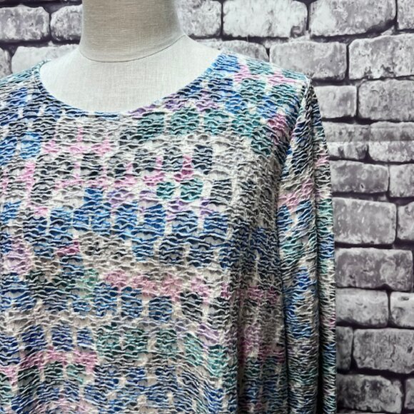 Alfred Dunner White, Green & Blue Asymmetrical Hem Blouse Size 1X - Picture 2 of 8